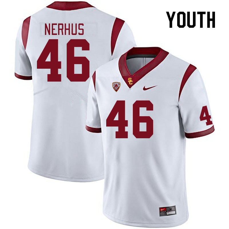 Youth #46 Corey Nerhus USC Trojans College Football Jerseys Stitched Sale-White